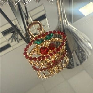 Gold and Red Crystal Apple Pendant